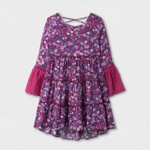 ART CLASS Girls Boho Long-Sleeve Tiered Dress L